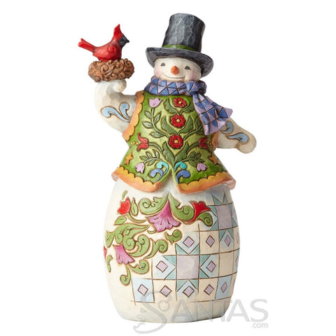 Snowman with Cardinal in Nest - Festive Nestings by Jim Shore
