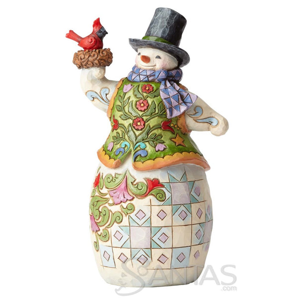 Snowman with Cardinal in Nest - Festive Nestings by Jim Shore