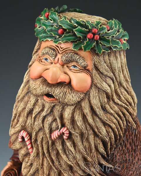 Old World Holly Santa with Nice List and Lantern