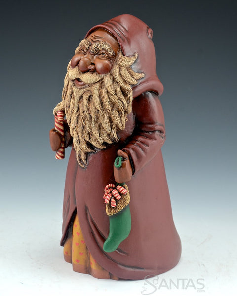 Old World Black Candy Cane Santa