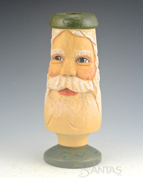 Carved Santa Candle Holder by Barbara Scoles