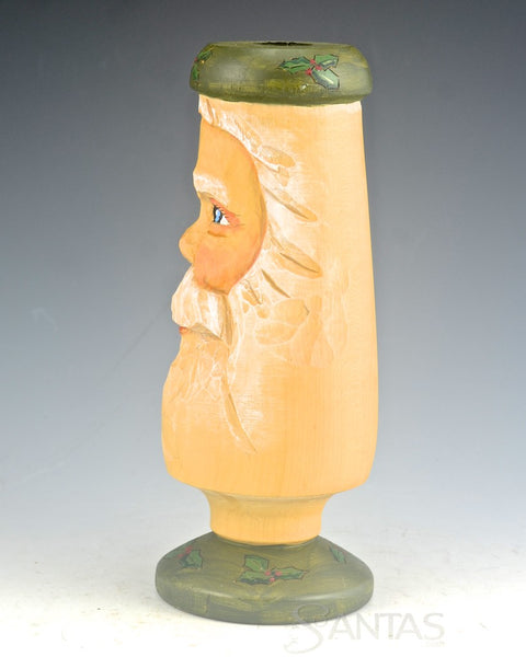 Carved Santa Candle Holder by Barbara Scoles