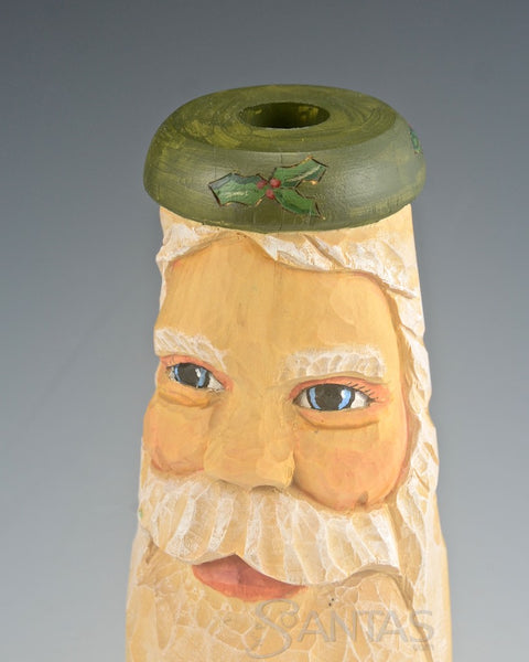 Carved Santa Candle Holder by Barbara Scoles