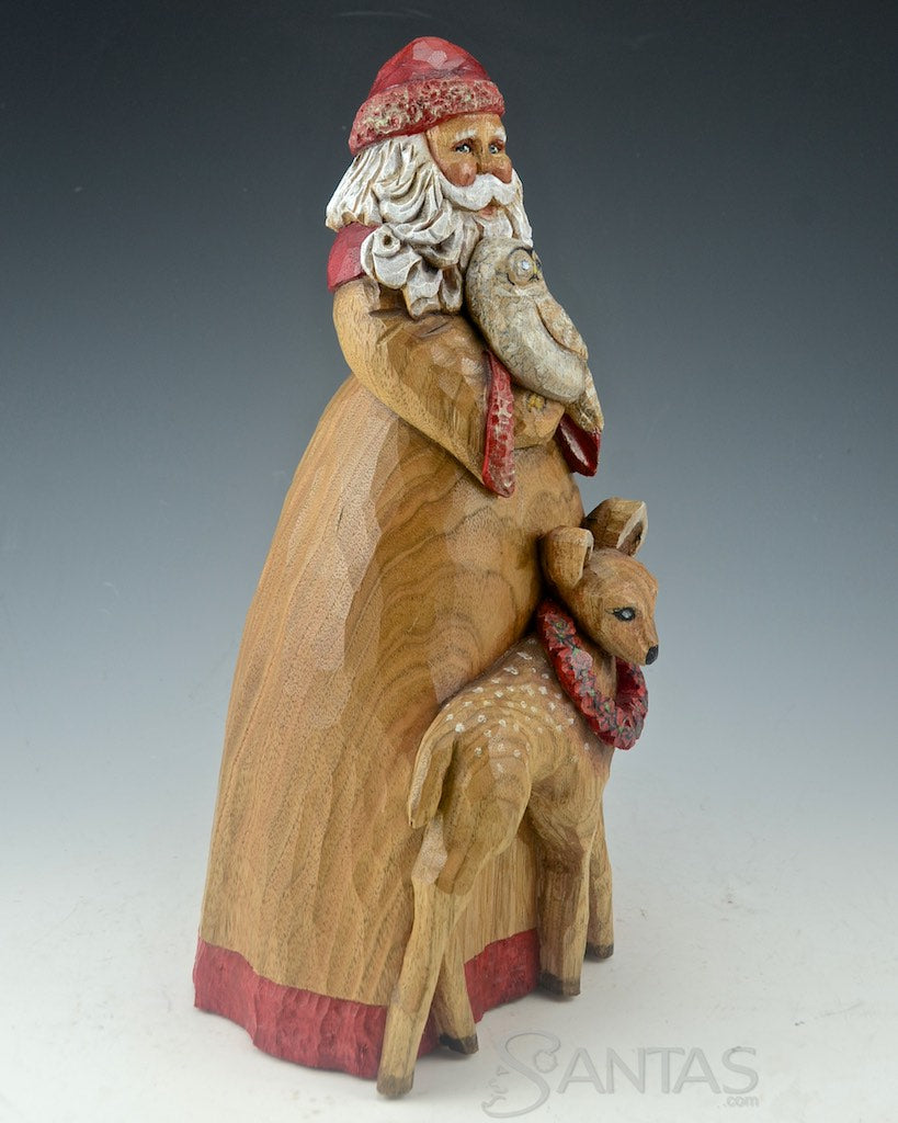 遊*人様 POWELL パウエル　Hanes 当時　ZORLAC santa c Peaceful Forest Santa with Deer and Owl Carving by Barbara Scoles