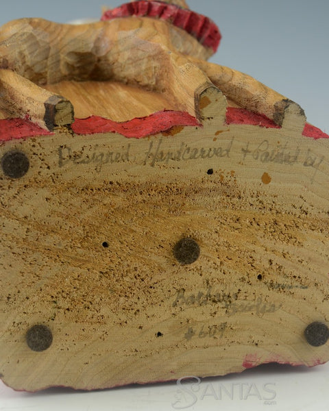 Peaceful Forest Santa with Deer and Owl Carving by Barbara Scoles