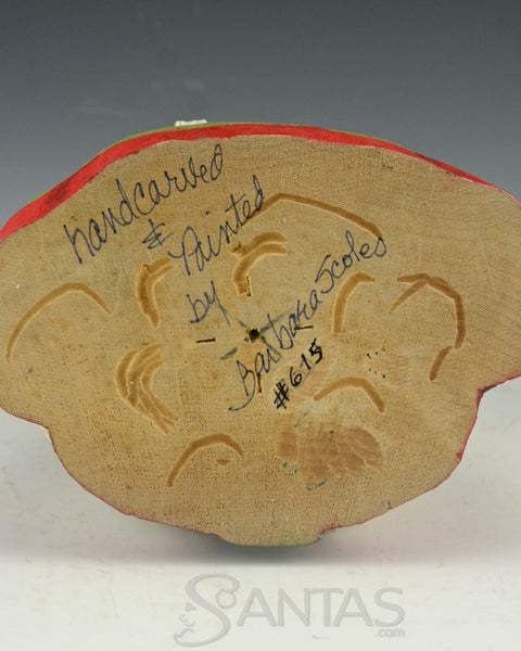 Jolly Santa Claus Bust Wood Carving by Barbara Scoles