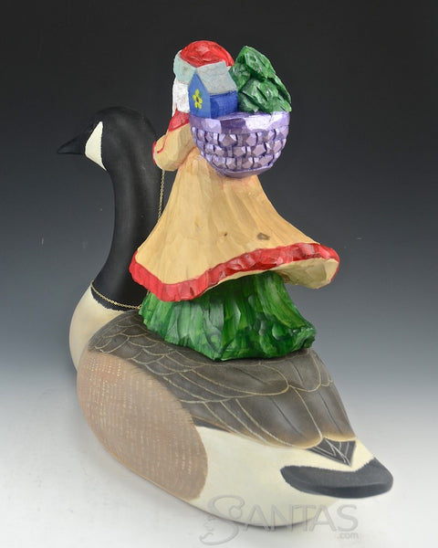 Wooden Santa Claus with Canadian Goose Carving by Barbara Scoles