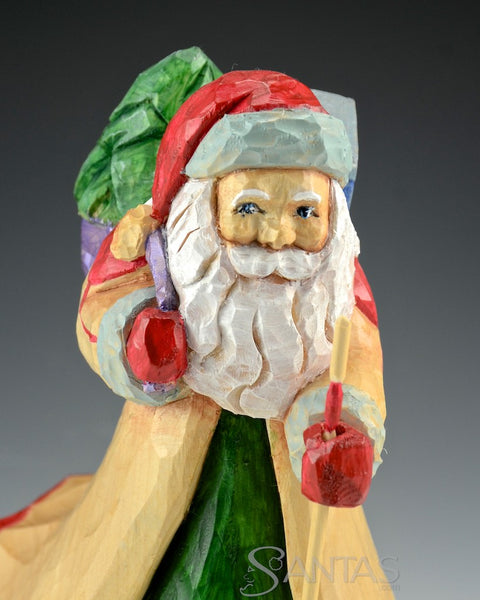 Wooden Santa Claus with Canadian Goose Carving by Barbara Scoles