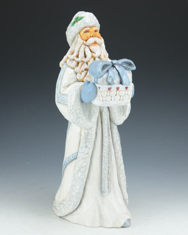 Winter White Santa with Gift by Barbara Scoles