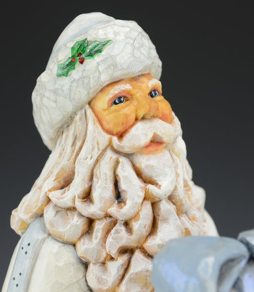 Winter White Santa with Gift by Barbara Scoles