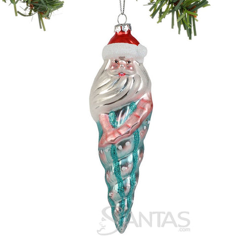 Santa in Seashell Glass Ornament Department 56