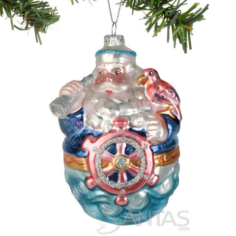 Santa at Wheel Glass Ornament Department 56