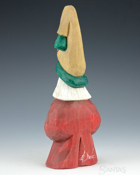 Maple Leaf Tall Hat Santa Carving 9"