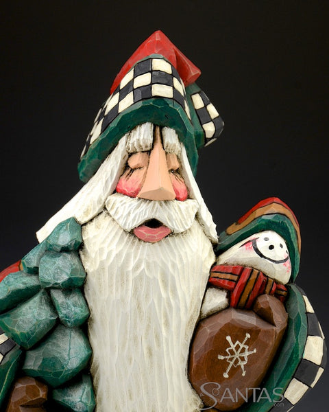 12 inch Mini Snowman Santa Carving by Dave Francis