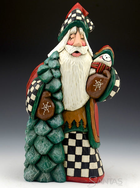 12 inch Mini Snowman Santa Carving by Dave Francis