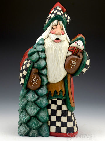12 inch Mini Snowman Santa Carving by Dave Francis