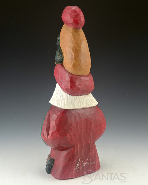 12 inch Pinecone Tall Hat Santa Carving by Dave Francis