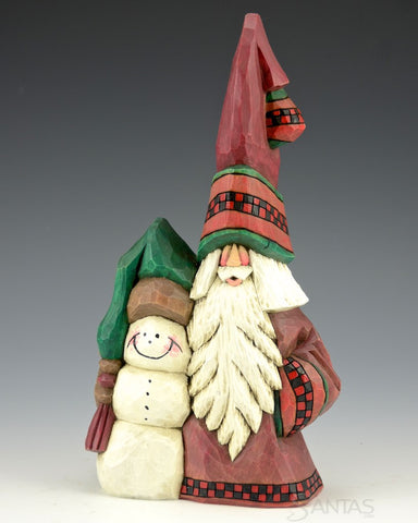 Santa and Snowman Best Friends Carving 9"