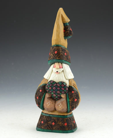 Checkered Heart Tall Hat Santa by Dave Francis