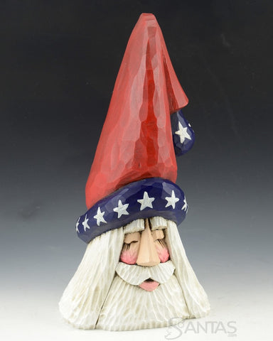Patriotic Wood Carved Santa Bust by Dave Francis