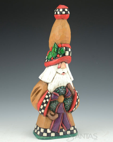 9 inch Deck The Halls Santa Carving by Dave Francis
