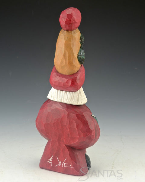 Pinecone Tall Hat Santa Carving by Dave Francis