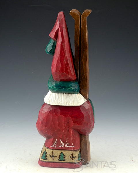 Skiing tall hat Santa Claus Carving by Dave Francis