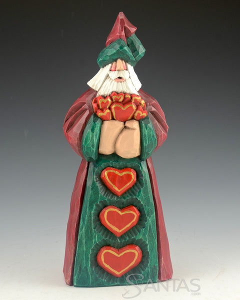 Armful of Hearts Santa Carving by Dave Francis 9 inch