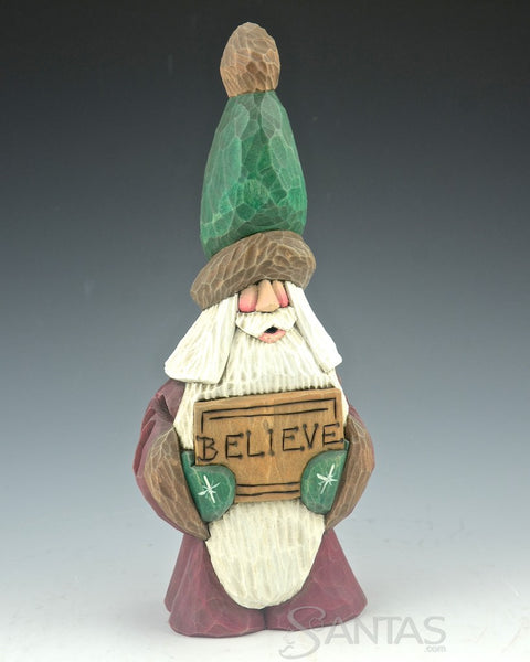Believe - Tall Hat Santa Carving by Dave Francis
