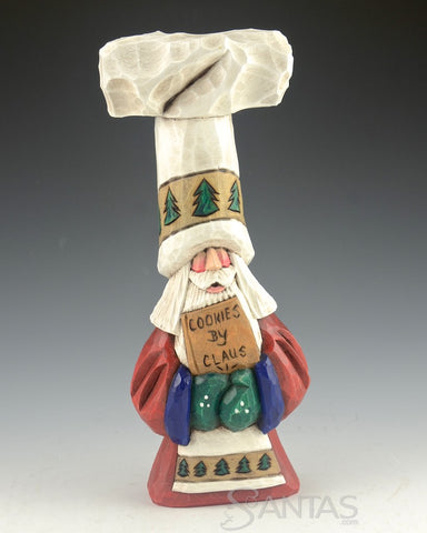 Chef Tallhat Santa Carving by Dave Francis 9 inch