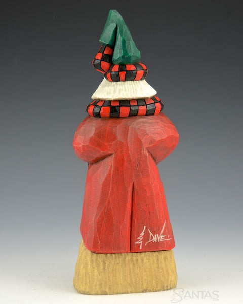 Moose Quilt Santa Claus Carving 9"