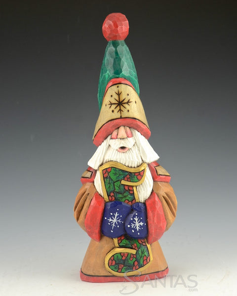 Festive Music Tall Hat Santa Carving by Dave Francis 9 inch