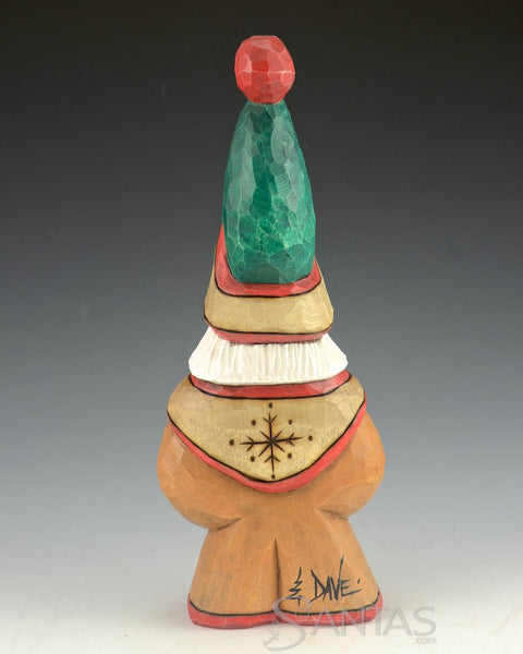 Festive Music Tall Hat Santa Carving by Dave Francis 9 inch