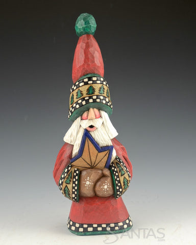 North Star Tall Hat Santa Carving by Dave Francis 9 inch