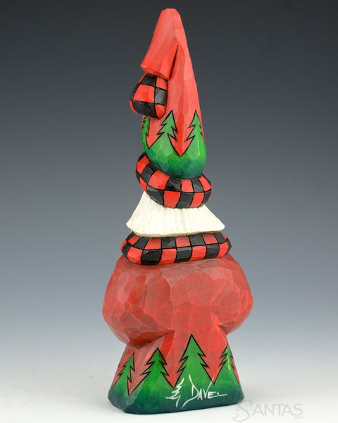 Tree Trimmed Tall Hat Santa Carving 9"