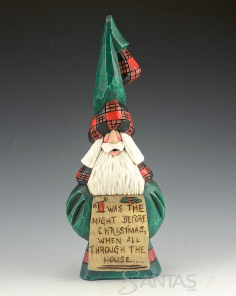 Twas the Night Tall Hat Santa Carving by Dave Francis 9 inch