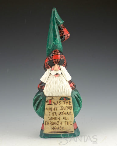Twas the Night Tall Hat Santa Carving by Dave Francis 9 inch