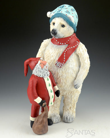Polar Bear with Santa - Ginny Diezel Original