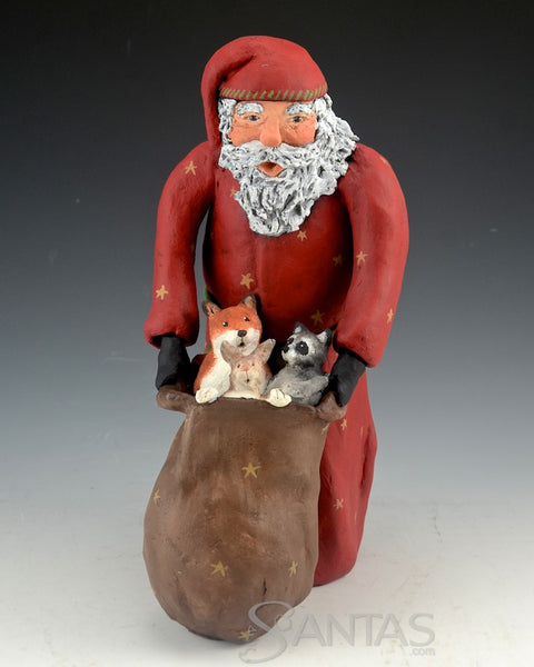 Claus and His Critters - Ginny Diezel Original Santa Sculpture
