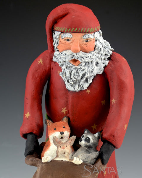 Claus and His Critters - Ginny Diezel Original Santa Sculpture