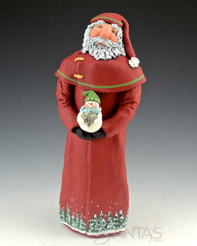 Happy Santa and Snowman - Ginny Diezel Original Santa Sculpture