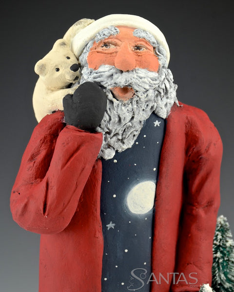 Great Northern Santa with Polar Bears - Ginny Diezel Original Sculpture
