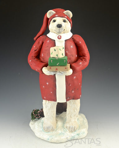 14 inch Polar Bear Santa - Ginny Diezel Original Sculpture