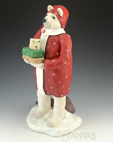 14 inch Polar Bear Santa - Ginny Diezel Original Sculpture