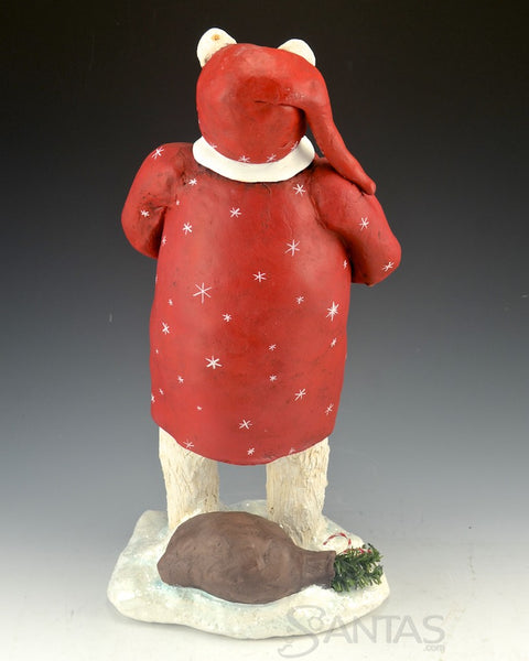 14 inch Polar Bear Santa - Ginny Diezel Original Sculpture