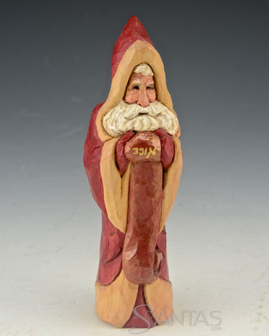 Ellis Olson 6 inch Wood Carved Santa with Nice List