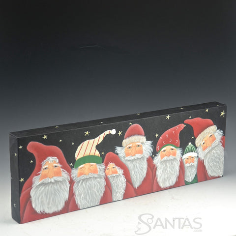 Santas All in a Row - Ginny Diezel 18 x 6 inch Canvas