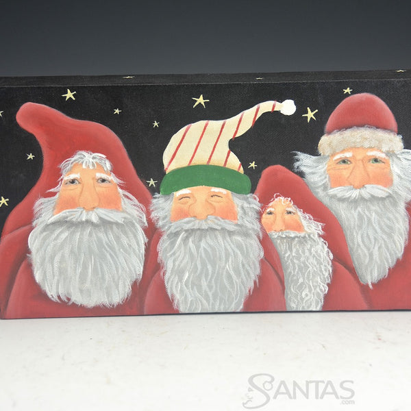 Santas All in a Row - Ginny Diezel 18 x 6 inch Canvas