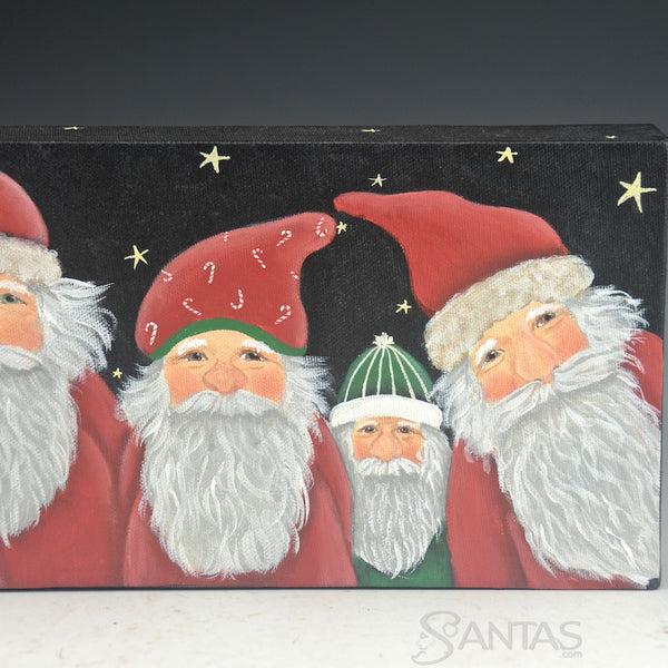 Santas All in a Row - Ginny Diezel 18 x 6 inch Canvas