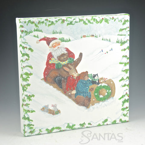 Toboggan Fun - Ginny Diezel 10 x 10 inch Canvas
